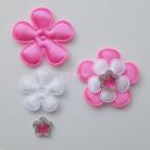 Set 4 satijnen bloemen met flatbacks candy roze.