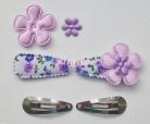 Zelf haarspeldjes maken lila paars gebloemd met satijnen bloemen van 3.5 cm.