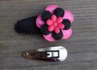Zelf klik klak haarspeldjes maken zwart en fucshia roze van 3.5 cm.